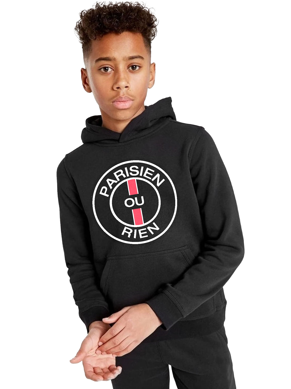 HOODIE PARISIEN OU RIEN ENFANT NOIR ROUGE